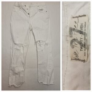 Free People We The Free Jeans 27 Tapered Baggy Boyfriend Chalk White Distressed
